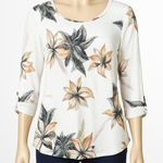 Chico's Shirt Women Floral Print Cotton Blend White Black Pink Floral Medium Photo 0