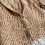 EXPRESS  Mohair Wool Tan Short Sleeve Cropped Cowl Neck Knit Cardigan Sweater S Photo 4