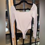 Amazon Qinsen bodysuit seamless mauve lilac blush square neck long sleeves thong skims Photo 3