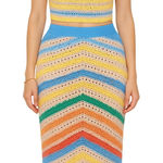 Mother Candy Stripe Cinch Tank Halter Top Fringe Midi Skirt Set size S NEW Tags Blue Photo 0