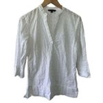 Brooks Brothers  100% Cotton Eyelet Lace Semi Sheer Split Neck Tunic Blouse M Photo 0