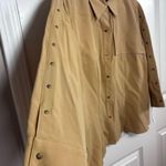 Kathy Che Stretch e Brown Button Up Tab Sleeve Military style Top size 14 Tan Photo 1