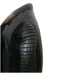 LA JOANNE Leather & Suede Vintage Moto Jacket Black Size Small Puff Sleeve Belt Photo 3