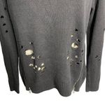 EXPRESS Distressed Crewneck Sweater S Black Zippers Long Sleeves Pullover Goth Photo 2