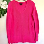 Rachel Zoe Fuschia Pink Knit Cotton V-Neck Sweater S Photo 4