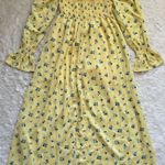 We Wore What Dress Smocked Maxi Off Shoulder Watercolor Ditsy Yellow S NWT New Photo 0