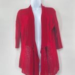 Eileen Fisher Red Silk Blend Knit Open Front Cardigan Sweater Size S Photo 8
