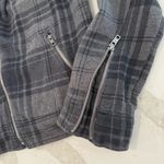 American Eagle Y2K Asymmetrical Plaid Moto Full Zip Jacket Women’s Large Gray Photo 2