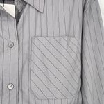 ZARA  Women's‎ Gray Pinstripe Long Sleeve Belted Cropped Shirt Top Size Large Photo 4