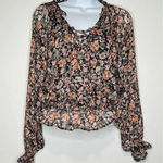 American Eagle Tops Floral Lace up Blouse Office Siren Cottagecore SIZE XS Photo 0