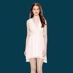 Wilfred Aritzia  Silk Georgette Plunge Mini Dress XXS - Cream Photo 1