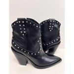 Arezzo Boots Size 10B Black Leather Block Heel Studded Booties Side Zip NEW Black Photo 4