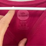 Life is Good Pink Short Sleeve V-Neck Blouse Half Full Wine Casual Large Photo 1