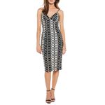 Bardot  Germaine Black &‎ White Lace V-Neck Fitted Waist Midi Dress Size 6 Photo 4