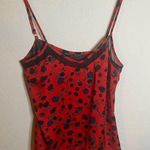 Red Floral Satin Cami Women’s Size Large I love Ronson Photo 0