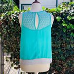 Papaya Women Green Sleeveless Mesh Details Summer Relaxed Fit Blouse Size Small Photo 2