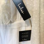 Lulus Lulu’s jumpsuit Clareese White Swiss dot ruffled long sleeve jumpsuit Medium NWT Photo 3