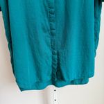 YFB Clothing Teal Green Linen Rayon Shirt Dress Pockets Collared Medium Photo 2
