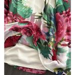 Floral Babydoll Dress Womens Medium Green Pink Halter Tie Tropical Summer Photo 4