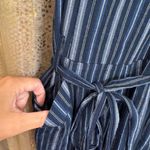 Hollister  Navy Blue Striped Cropped Wide Leg Tie Soft Jumpsuit Small Photo 4