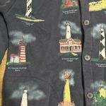 Art Unlimited Sportswear Sweater Adult M Blue Lighthouse Button Up USA Made Size M Photo 2