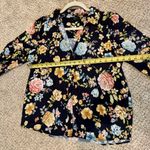 Tahari Dark Floral Romantic Button Down Blouse M Whimsigoth Workwear Boho Chic Photo 8