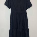 French Connection 100% cotton Black Puff Sleeve Tiered Dress Sz XL Photo 2