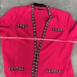 Misook  Plus Size 3/4-sleeve Tweed Trim Jacket In Rhubarb Black Photo 9