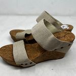 Lucky Brand ‎ Cork Platform Wedge Slide Sandals Summer Heels Cream Size 10 Photo 4