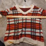 st. john's bay  Size Small S Checkered Red Yellow White Sweater Soft Acrylic Photo 7