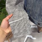 Free People destructed denim sweater jacket with removable hood Photo 6