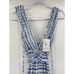 MISA Los Angeles Dominika Blue Sleeveless Plunge Maxi Dress in Scorpios Stripe Photo 3