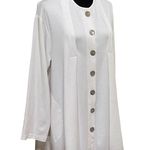 North Star Base White Button Front Lagenlook Minimalist Cardigan Sweater Medium Photo 1