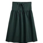 Draper James RSVP Plaid Paperbag Waist Long Plaid Navy Green Cotton Skirt sz L Photo 2