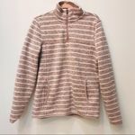 Thread and Supply Quarter Zip stripe sweater pink white sz small Photo 0