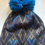 Outdoor Research Women's Griddle Beanie Wool Blue Geomteric Pattern with Pom Pom Photo 4