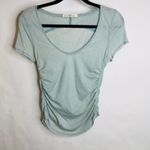 Free People FP We the Free Green Tee Shirt Ruched Sides Scoop Neck Sz Small Photo 5