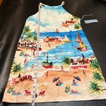London Times Multicolor Beach Scene Linen Blend Dress NWT size 10 Photo 13