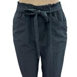 Modern Ambition Black Paper Bag Tie Waist 5 Pocket Ankle Crop Pants Womens M Size M Photo 2