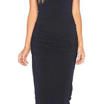 James Perse Standard  Black Short Sleeve Ruched Skinny Midi Dress Size Small Photo 0