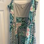 Adelyn Rae  Womens Medium Leopard Palm Midi Dress V Neck Euro Travel Glam Photo 4