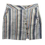 Anthropologie Altar'd State Asymmetrical Button Front Striped Retro Mini Skirt Slit Pockets Photo 2