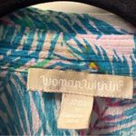 Woman Within  Oversized Tunic Top Blouse Button Front Tropical Colorful 1/2 Sleeve Photo 3