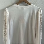 Knox Rose  Cream Boho Button Lace Sweatshirt Long Sleeve Medium Photo 8