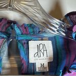 dRA Blue/Purple Striped Short Sleeve Ruffle Accent Blouse size M Size M Photo 1