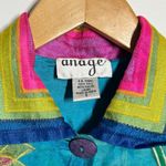 Anage Vintage Beaded Rainbow 80 Silk PopOver Shirt Women S Blue Floral Whimsical Photo 5