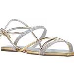 Arezzo flat lace up sandals size 8.5 NWT gold rhinestone leather Photo 0