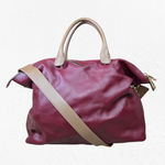 Alberto Di Canio Burgundy Leather Travel Tote Bag Made in Italy Large Weekender Red Photo 0