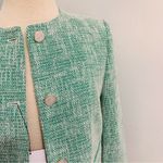 ZARA New Luxury Preppy Green Long Sleeves Round Neck Textured Crop Blazer Sz XL Photo 8