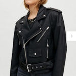 Pistola Blaine ‘80s Faux Leather Black Moto Jacket Full Zip Women’s Size Small Photo 0